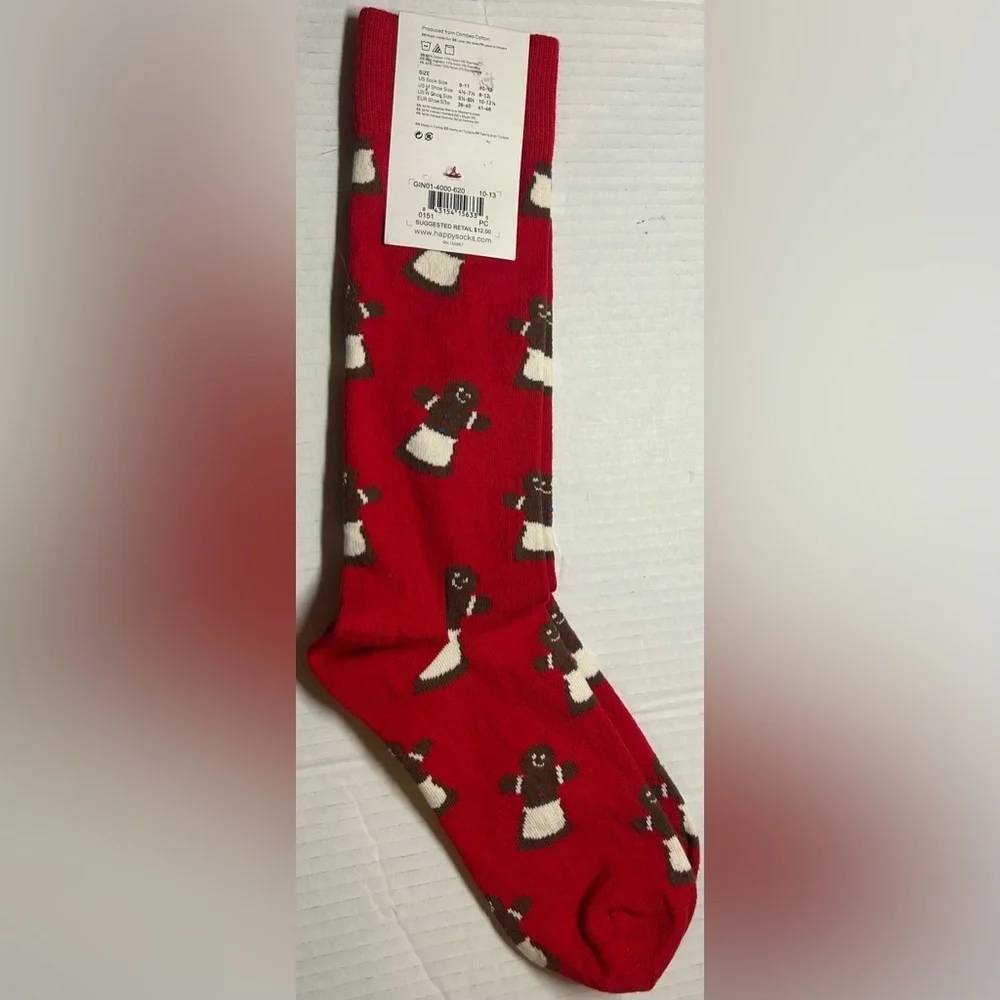 NWT HAPPY SOCKS HOLIDAY GINGERBREAD COOKIE SOCKS Sz. 10-13